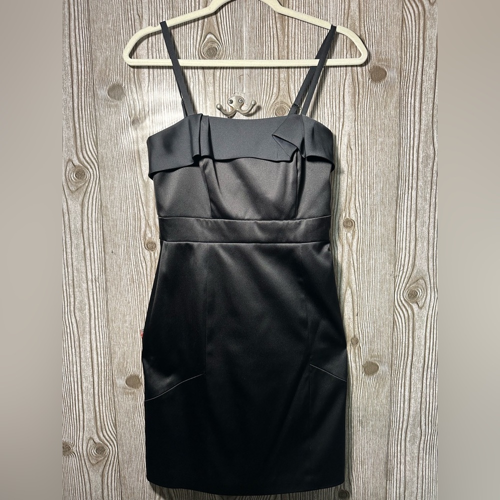BCBG Paris Satin Little Black Dress Sz 2